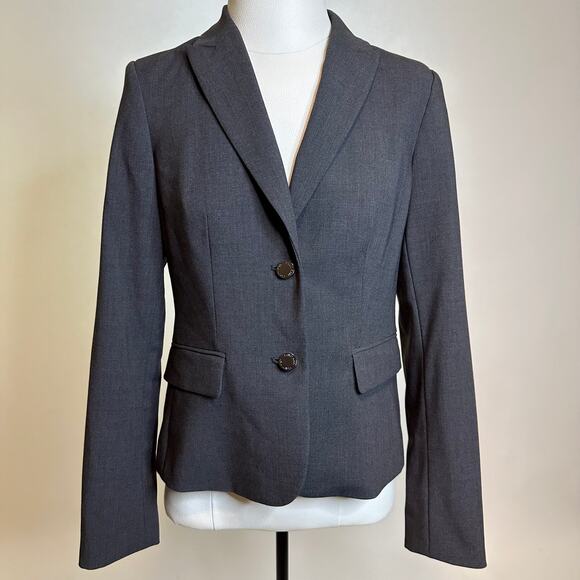 Calvin Klein Gray 2 Button Lined Blazer Jacket Lapel Collar Womens Size 4 Career - Picture 1 of 14